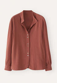 Bluse mit Trichterkragen, Rouge/Braun, webstill