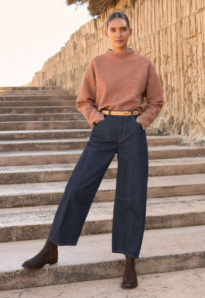Pullover mit Trichterkragen, Kupfer/Rehbraun, completeTheLook