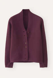 Cardigan mit Knopfleiste, Aubergine, webstill