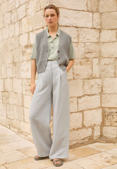 Hose mit Faltenfront, Eisgrau, completeTheLook