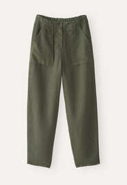 Hose mit schmal zulaufendem Bein, Khaki, webstill