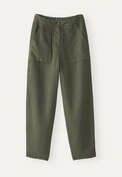 Hose mit schmal zulaufendem Bein, Khaki, webstill