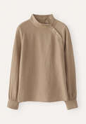 Bluse mit Trichterkragen, Zartes Braun, webstill