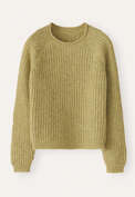 Ripppullover mit Rundhalsausschnitt, Flechtengelb, webstill