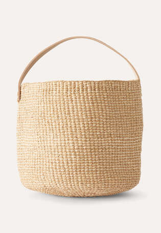 Geflochtene Bucket-Bag, Naturbraun, webstill