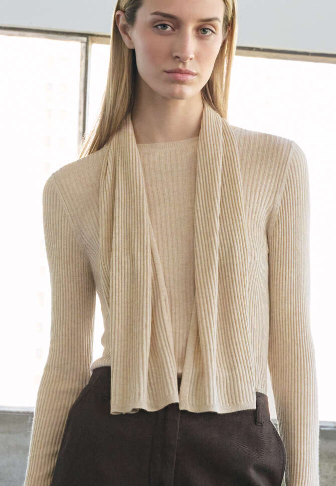 Rippstrickschal, Zartes Rehbraun, completeTheLook