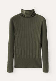 Gerippter Pullover, Dunkles Moosgr&uuml;n, webstill