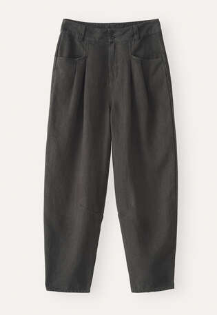Schmal zulaufende Hose, Kohlschwarz, webstill
