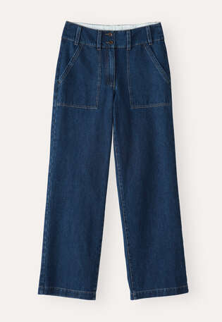 Indigo-Hose, Dunkles Denimblau, webstill
