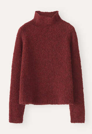 Pullover mit Trichterkragen, Dunkelrot, webstill