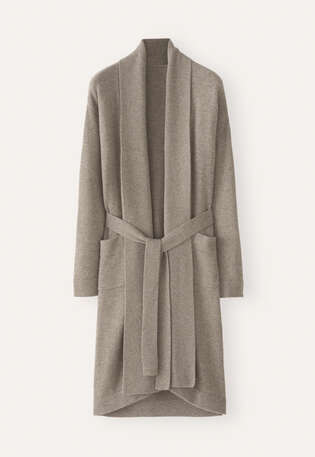 Gestrickter Morgenmantel, Zartes Taupe, webstill