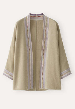 Jacquard-Cardigan, Kiesel, webstill