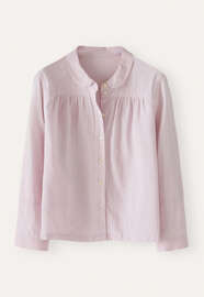 Bluse mit rundem Kragen, Blasses Lavendel, webstill