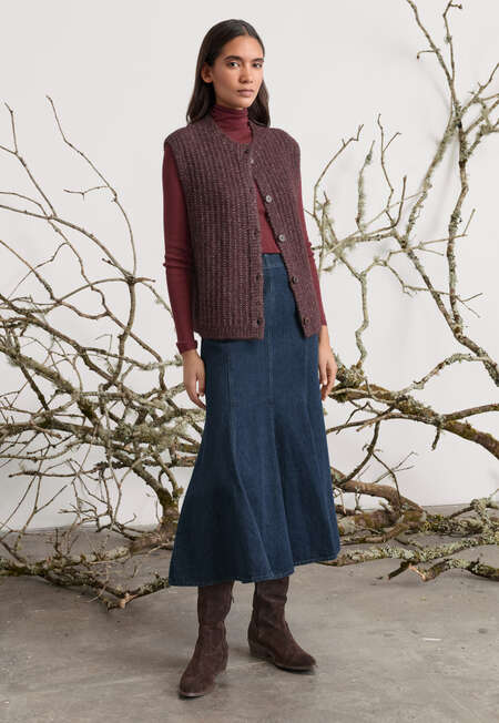 Rock mit Teilungsn&auml;hten, Dunkler Denim, completeTheLook