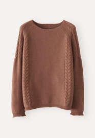 Pullover mit Zopfmuster, Dunkles Chilirot, webstill