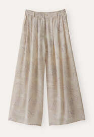 Bedruckte k&uuml;rzere Hose, Blasses Taupe, webstill