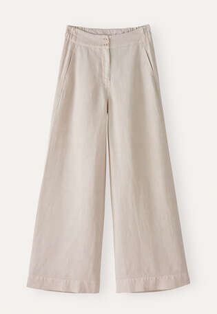 Hose mit weitem Bein, Blasses Nerzbraun, webstill
