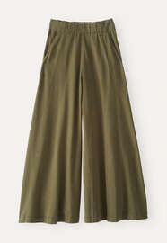 Weitbeinige Jersey-Hose, Dunkles Khaki, webstill