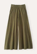 Weitbeinige Jersey-Hose, Dunkles Khaki, webstill