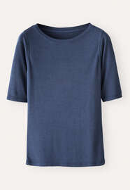 Geripptes Jersey-Oberteil, Gewaschenes Tintenblau, webstill