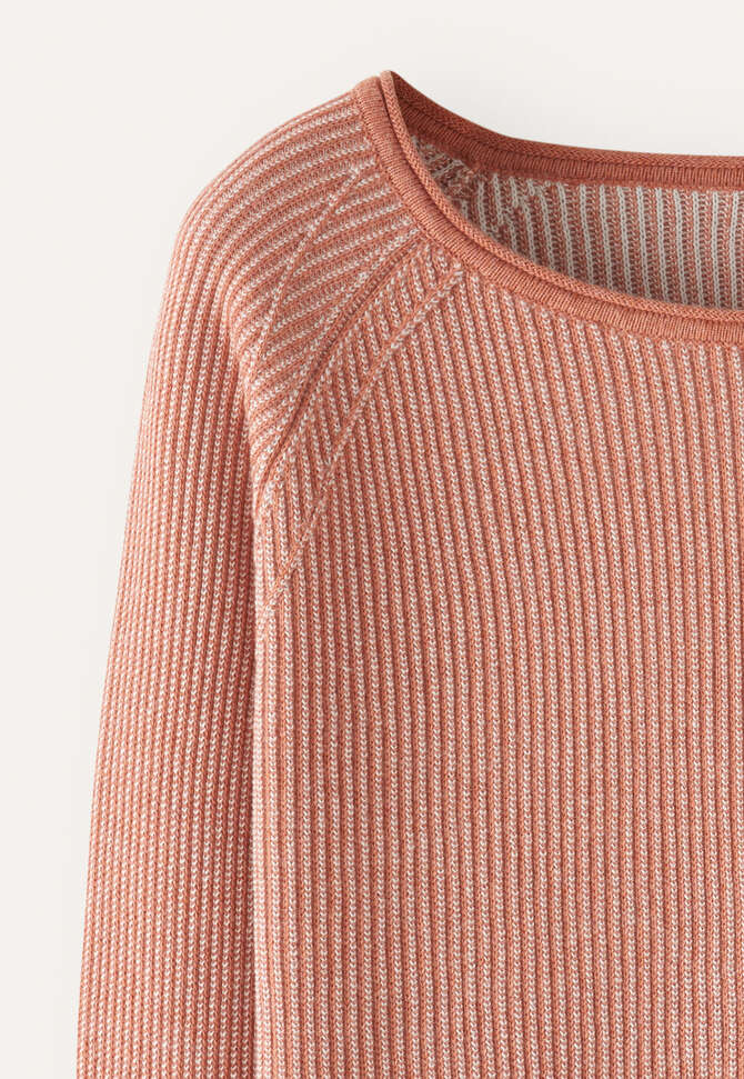 Zweifarbiger Rippstrick-Pullover, Zartes Chilirot, completeTheLook