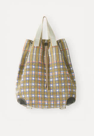 Karierter Rucksack, Oliv, webstill