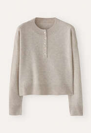 Pullover mit Knopfleiste, Kiesel, webstill