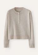 Pullover mit Knopfleiste, Kiesel, webstill