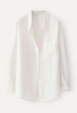 Overshirt aus Leinen, Wei&szlig;, webstill