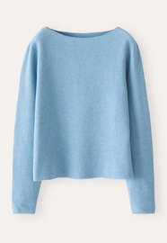 Pullover mit U-Boot-Ausschnitt, Zartes Ozeanblau, webstill