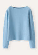 Pullover mit U-Boot-Ausschnitt, Zartes Ozeanblau, webstill