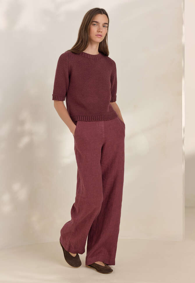 Entspannte Hose mit geradem Bein, Dunkelrot, completeTheLook