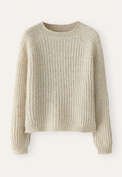 Pullover mit Rundhalsausschnitt, Naturstein, webstill