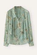 Schluppenbluse mit Print, Aqua, webstill