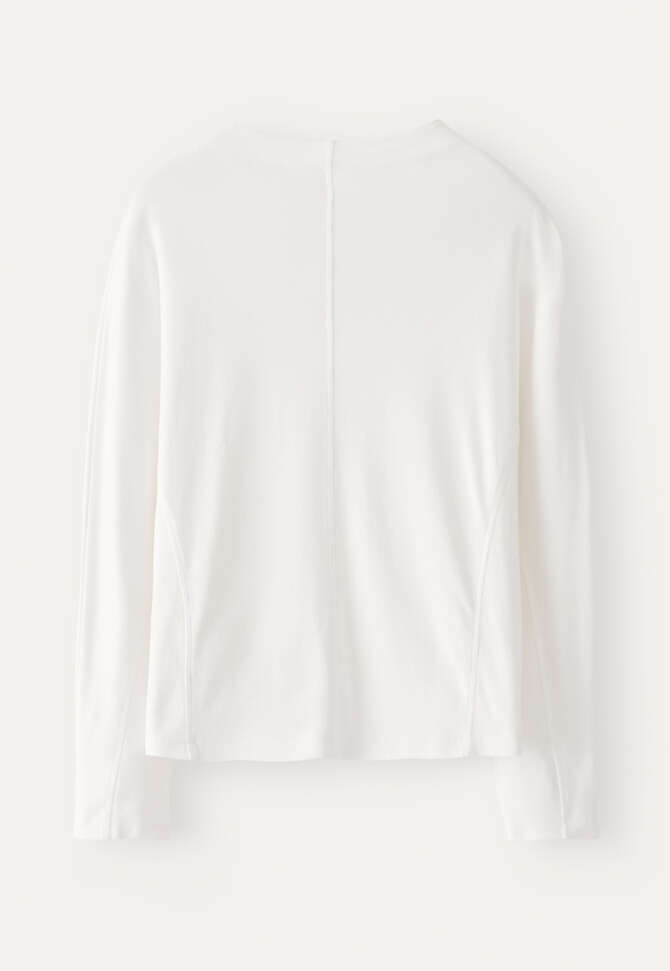 Jersey-Oberteil mit hohem Kragen, Wei&szlig;, completeTheLook