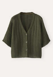 Fangmuster-Cardigan, Khaki, webstill
