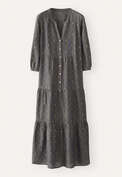 Kleid aus geklipptem Dobby-Gewebe, Schiefergr&uuml;n, webstill