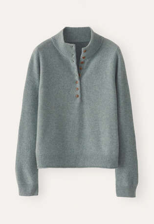 Pullover mit Kn&ouml;pfen, Lagune, webstill