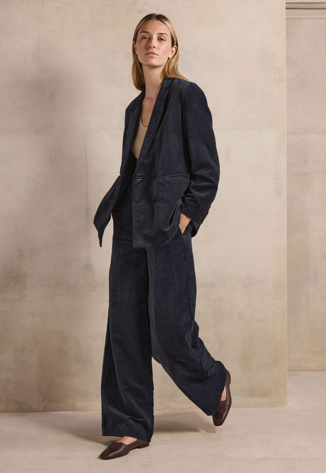 Lange Zweireiherjacke, Petrolgrau, completeTheLook