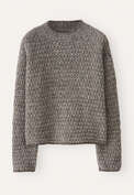 Gemusterter Strickpullover, Graubraun, webstill