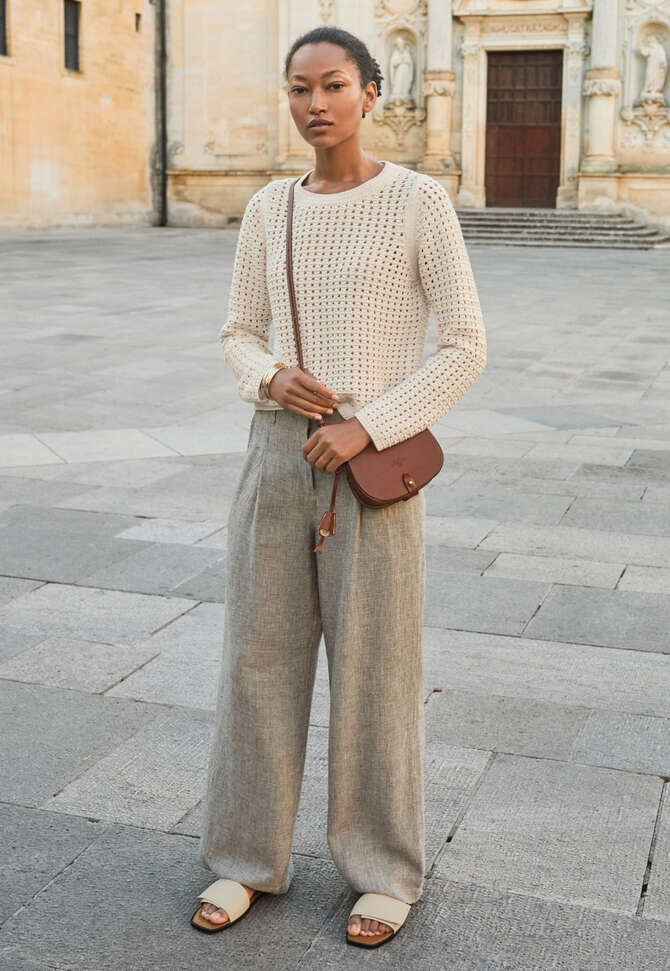 Hose mit Faltenfront, Natur/Farn, completeTheLook