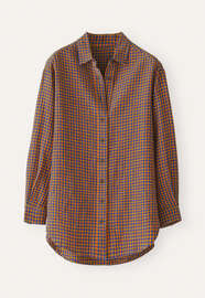 Bluse mit Vichy-Karo, Petrol/Orange, webstill