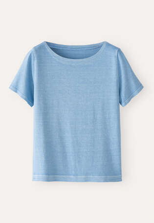 Kurz&auml;rmeliges Top, Himmelblau, webstill