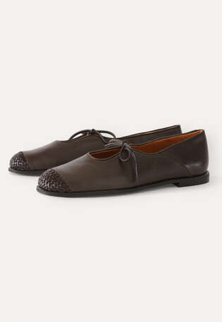 Schuhe mit Frontschn&uuml;rung, Dunkelbraun, webstill
