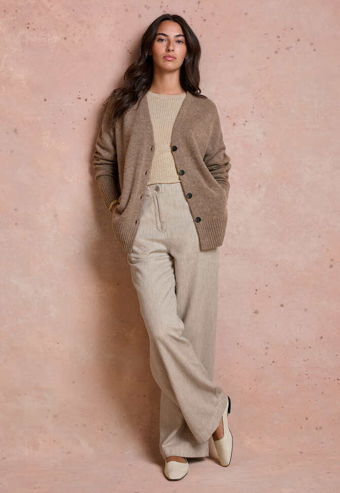 V-Ausschnitt-Cardigan, Latte, completeTheLook