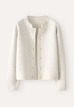 Inlaymuster-Cardigan, Blasses Grau, webstill