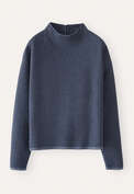 Pullover mit Trichterkragen, Dunkelblau, webstill
