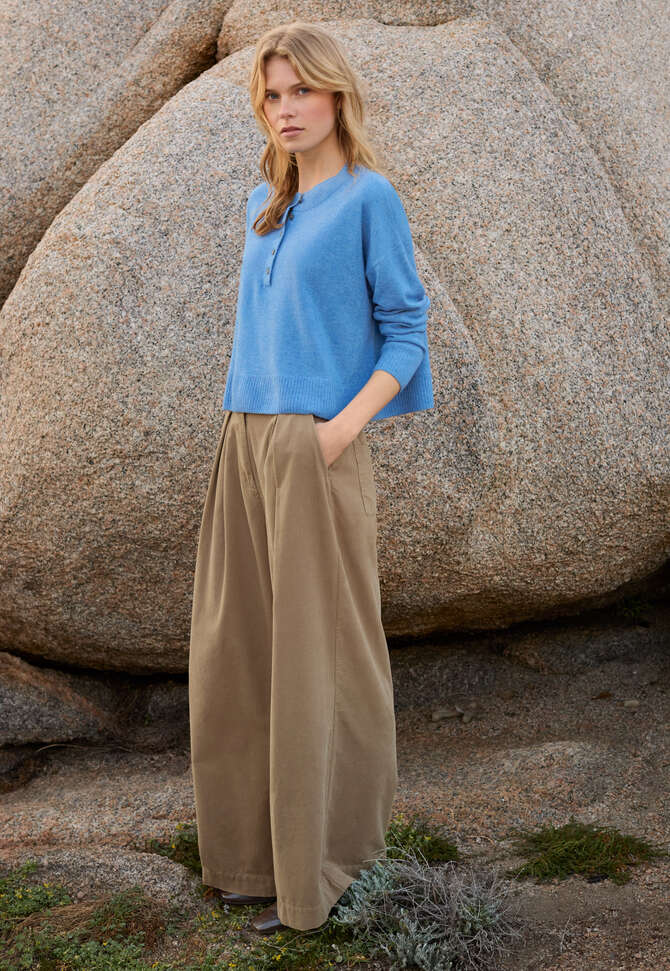 Pullover mit Knopfleiste, Zartes Marine, completeTheLook