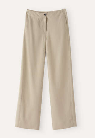 Edel geschnittene Hose, Blasses Naturbeige, webstill