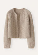 Cardigan mit Zopfmuster, Muschelgrau, webstill